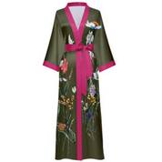 Peignoir Kimono Kaki Et Rose
